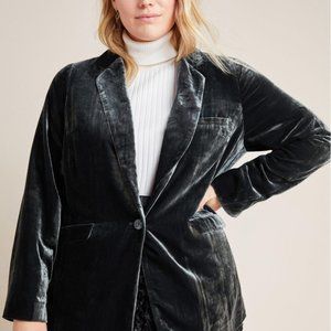 Anthropologie Alessia Velvet Blazer in Charcoal Size 2X